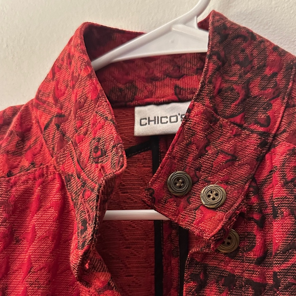 Chico's Red and Black Jacket with Pockets - Preloved - Picture 9 of 11